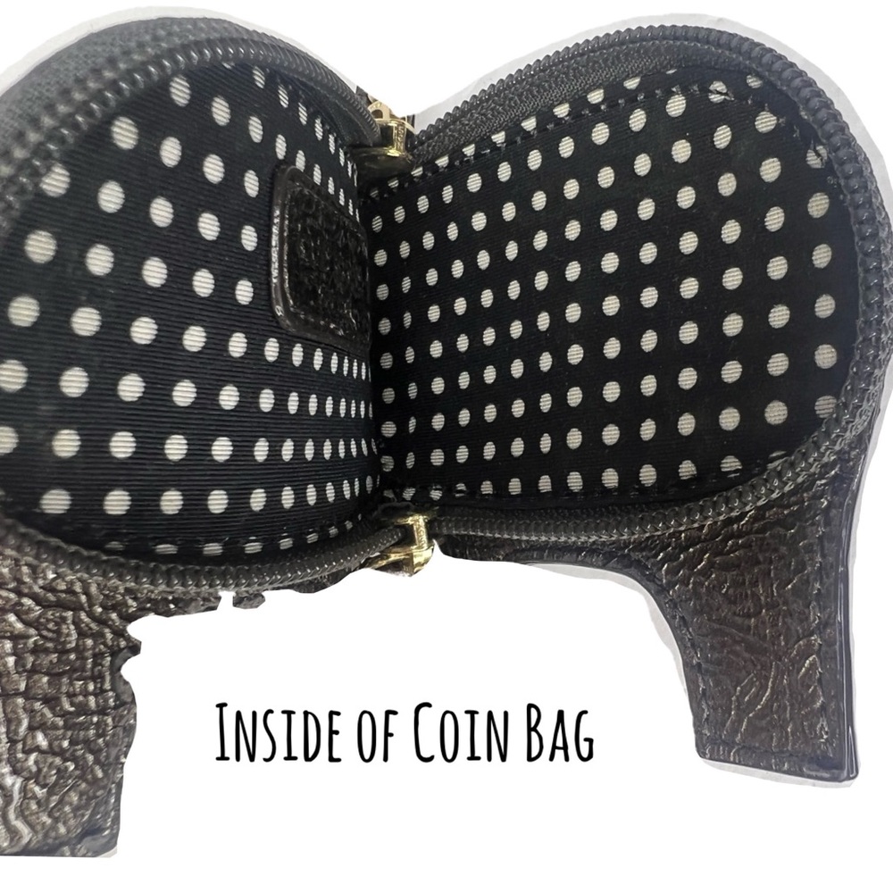 Kate Spade Elephant Coin Bag Metallic Grey Vintage Zip Purse - Picture 6 of 11
